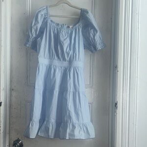 NWOT Skies Are Blue Light Blue Puff Sleeve A Line Flounce Dress, Size S